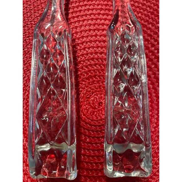 Vintage Anchor Hocking Wexford Pattern Glass Fork Spoon Salad Server Set - Picture 4 of 8